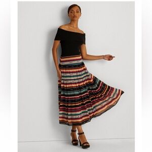 Lauren Ralph Lauren striped crinkle georgette maxi skirt southwestern colorful
